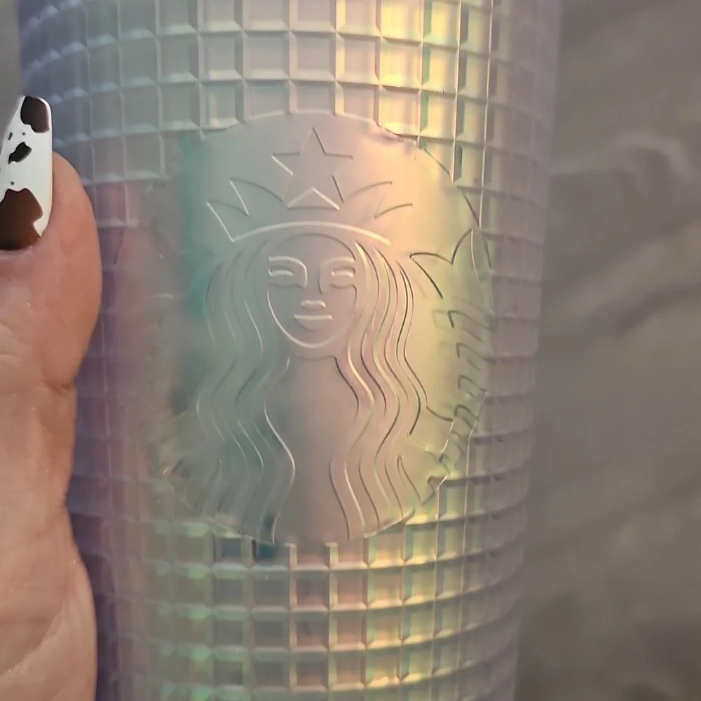 Starbucks nwts Tumbler cup. Irredescent. Grid pattern